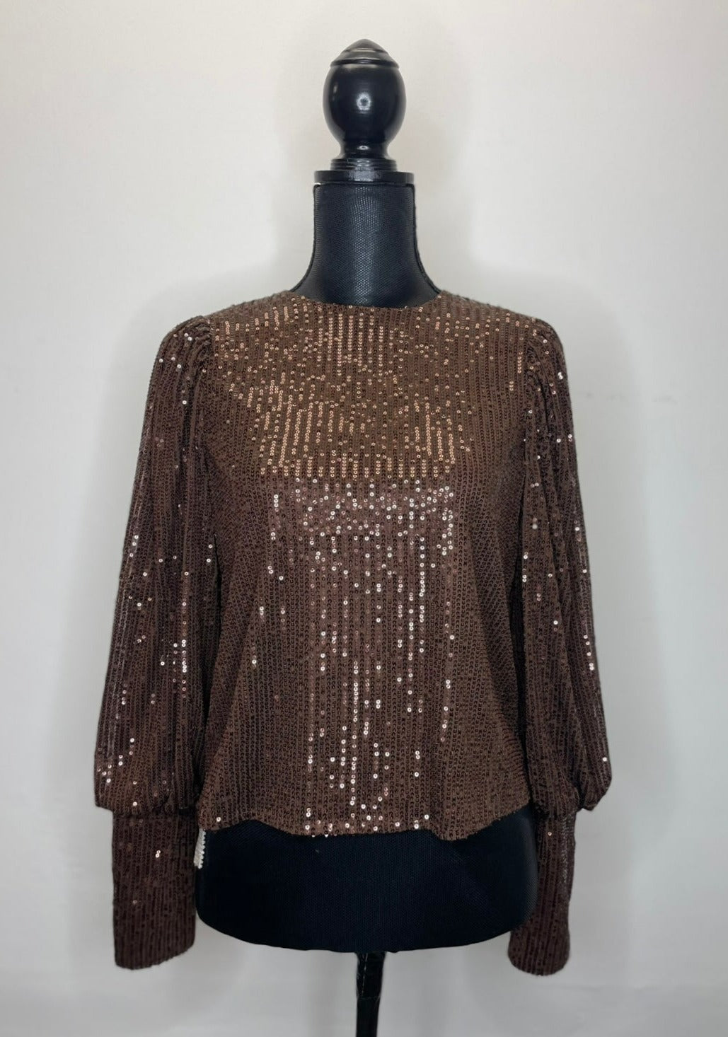 The Pink Door Chocolate Sequin Top