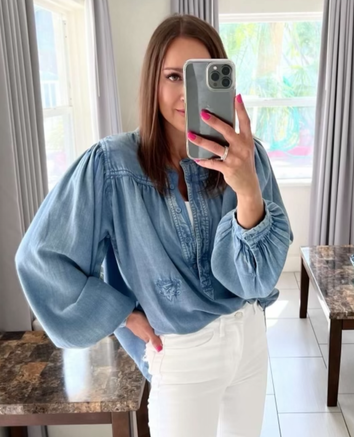 Zadig & Voltaire Tigy Denim Blouson Shirt