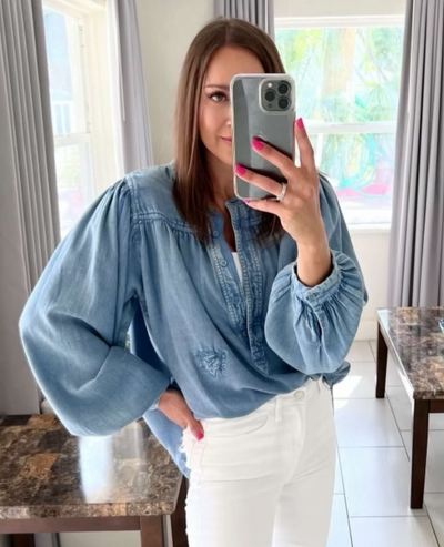 Zadig & Voltaire Tigy Denim Blouson Shirt