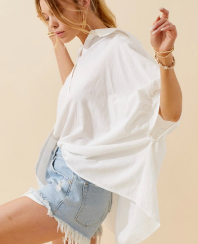 The Pink Door Oversized S/S Shirt - White