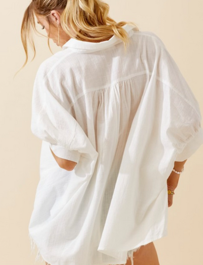 The Pink Door Oversized S/S Shirt - White