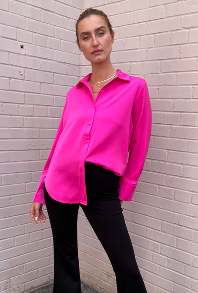 The Pink Door Fuchsia Silk Blouse