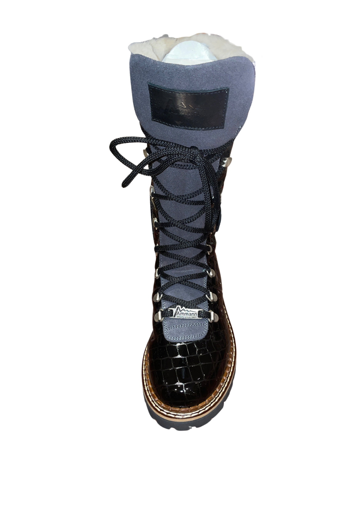Ammann Malix Tall Black Lined Croc Leather Boots