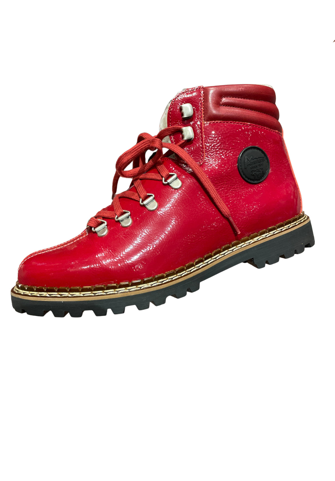 Ammann Town III Red Lined Patent Leather Ankle Boots