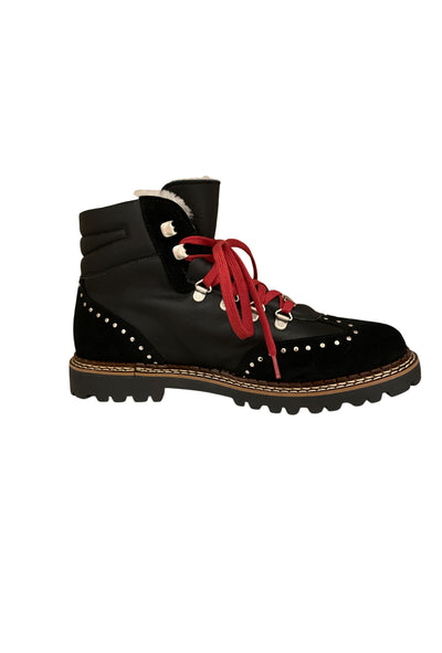 Ammann Valbella Black Suede & Leather Ankle Boots w/ Studs