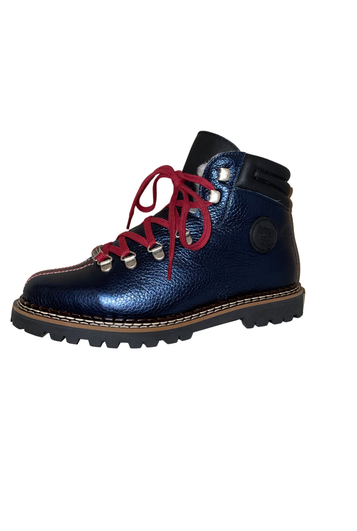 Ammann Town III Metallic Blue Pebble Leather Ankle Boots