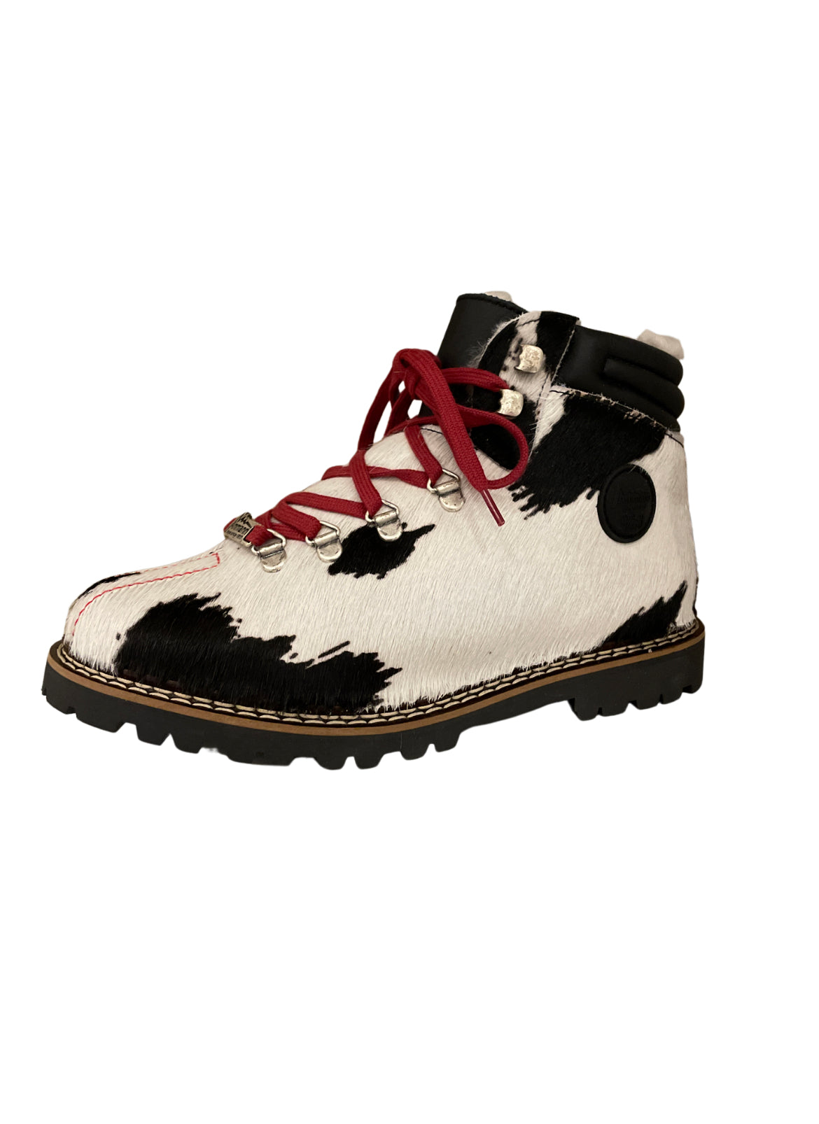 Ammann Town III Black & White Cow Print Ankle Boots