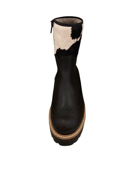 Ammann Montreux Medium Black Smooth Leather Boots w/ Calf Trim Hair