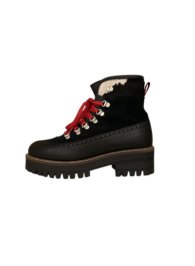 Ammann Lausanne Black Leather & Suede Ankle Boots w/ Calf Hair