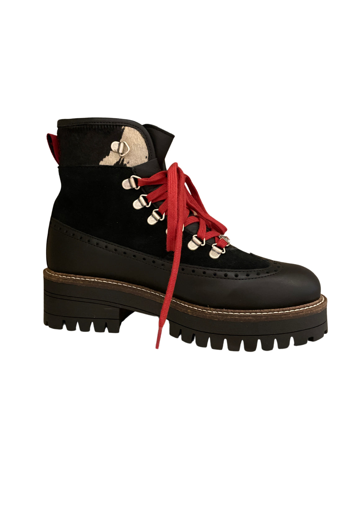 Ammann Lausanne Black Leather & Suede Ankle Boots w/ Calf Hair