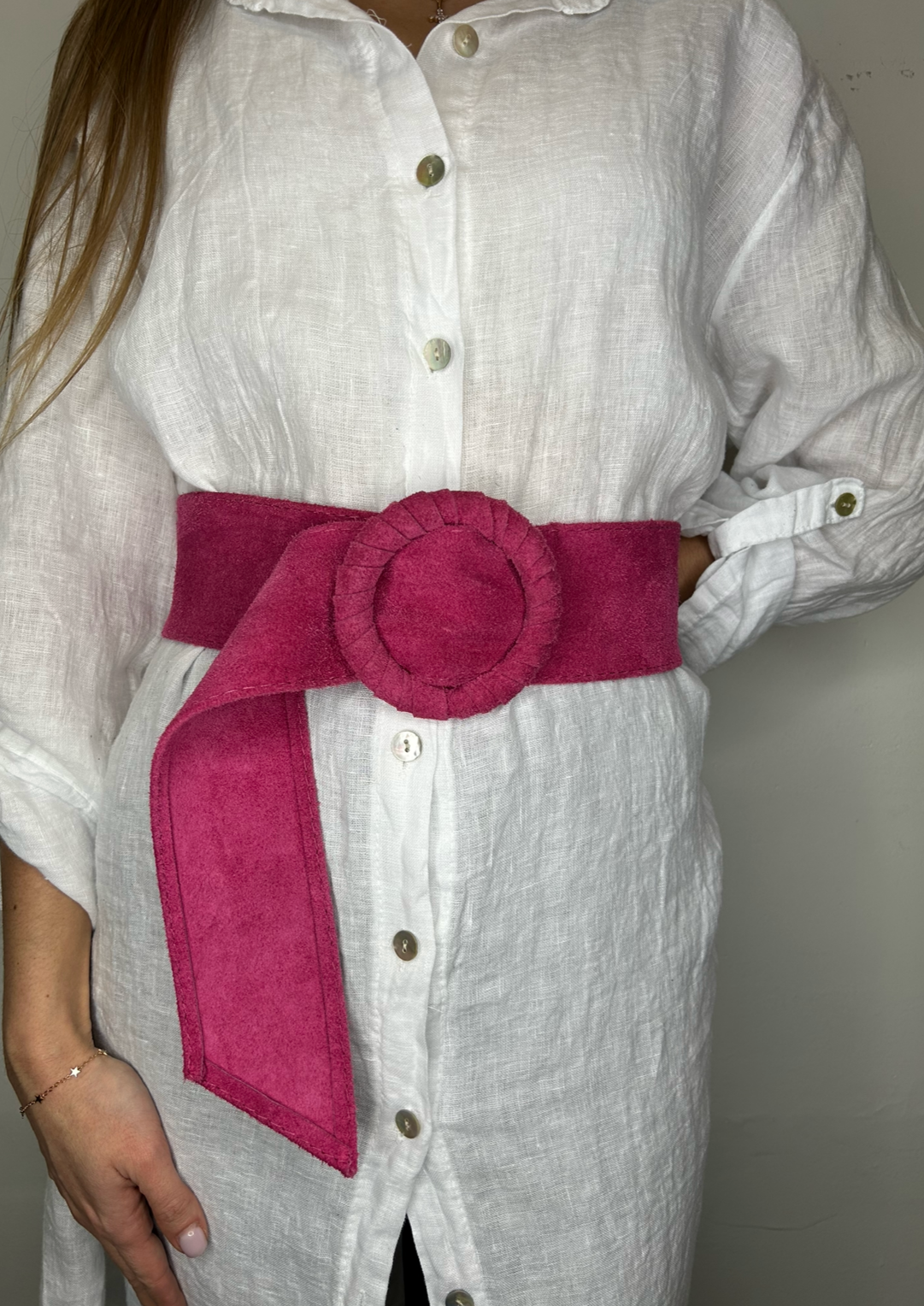The Pink Door Suede Belt - Pink