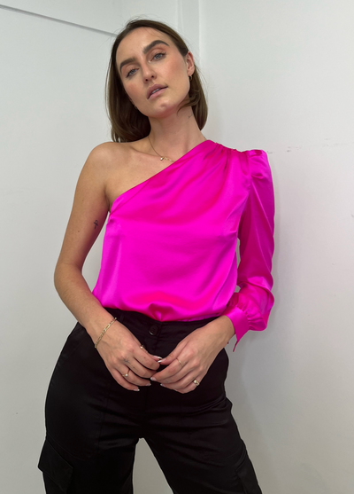 Generation Love Adeline One Shoulder Blouse - Hot Pink
