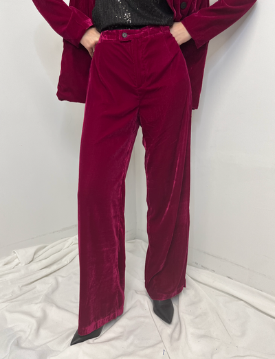 The Pink Door Crushed Velvet Pants - Pink