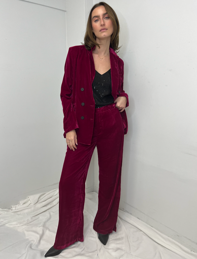 The Pink Door Crushed Velvet Pants - Pink
