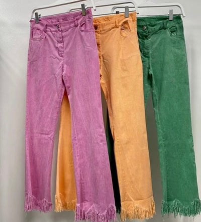 The Pink Door Fray Botton Jeans - Orange