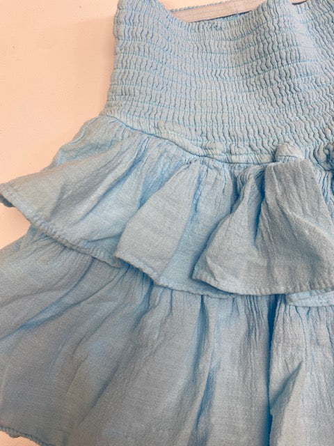 Blanco Cotton Ruffle Skort - Sky