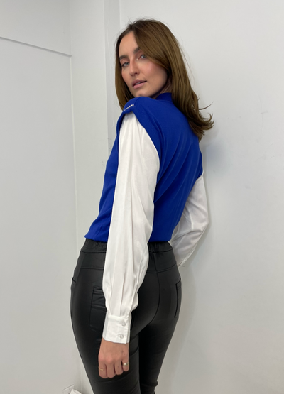 The Pink Door Cobalt Blue Vest & Shirt w/ Diamond Detail