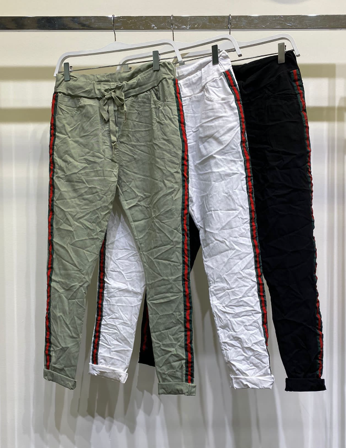 The Pink Door Joggers w/ GG Stripe - Black