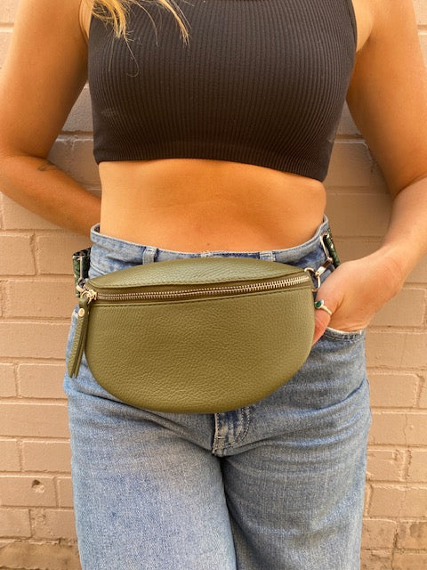 MINI Pattern Strap Cross Body Bag - Olive