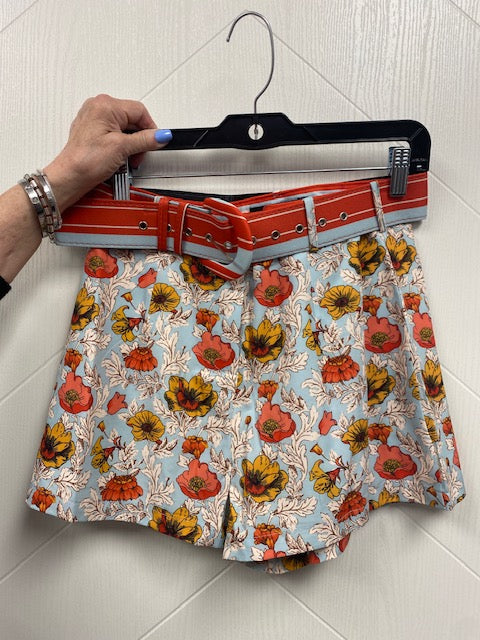 The Pink Door Blue & Orange Floral Shorts