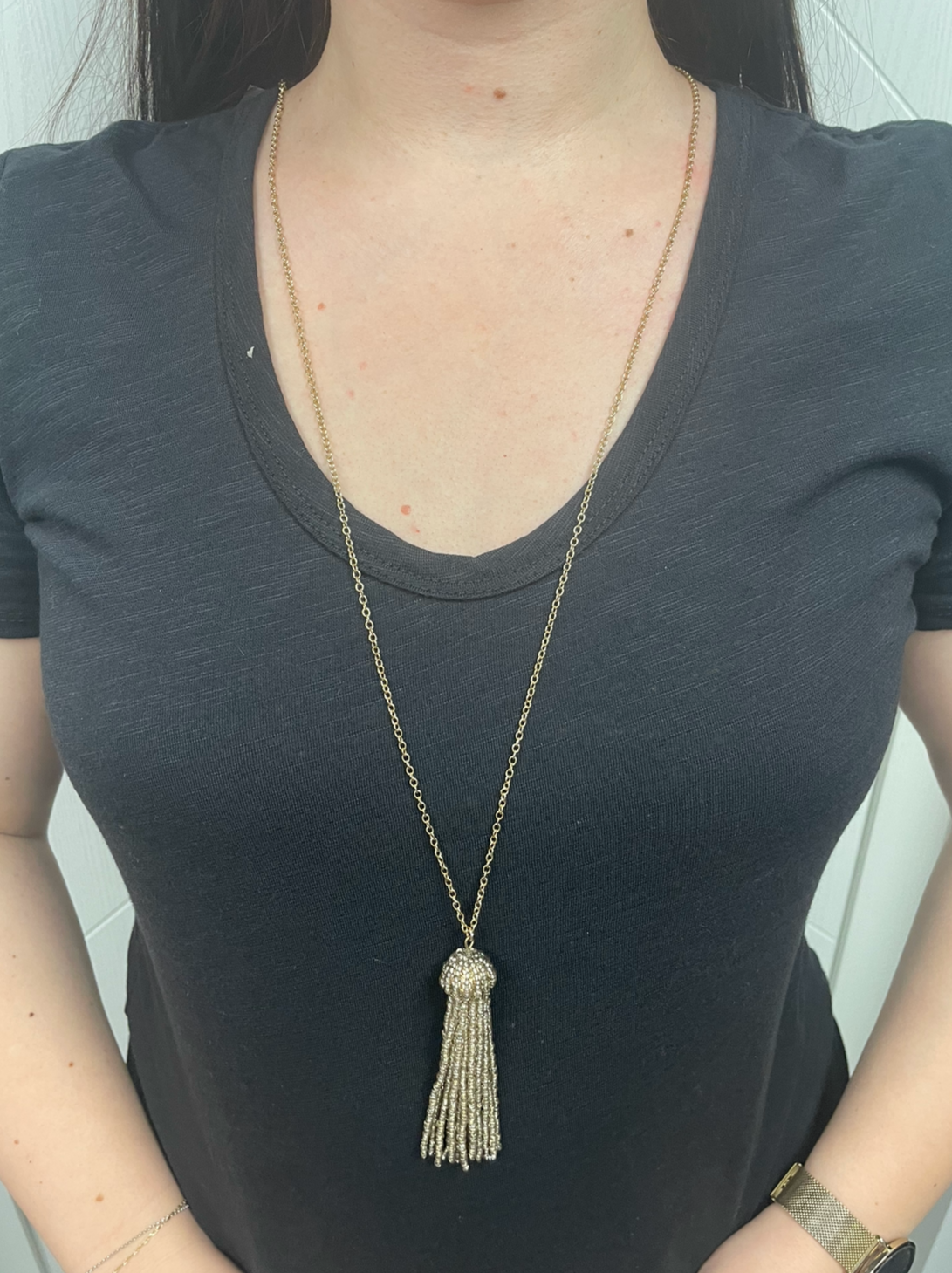 The Pink Door Long Beaded Fringe Necklace
