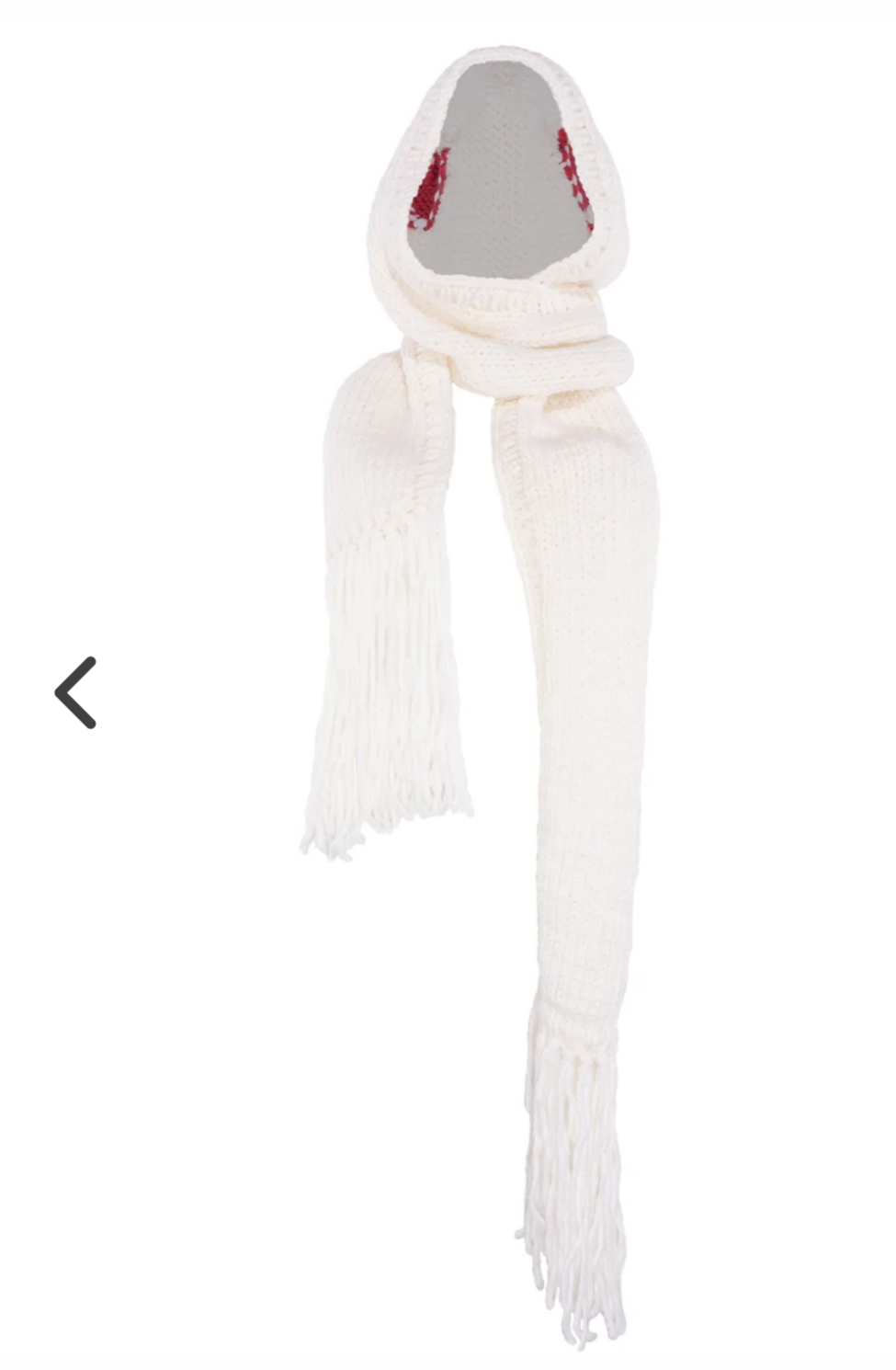 GOGO Wool Hooded Scarf - White/Red