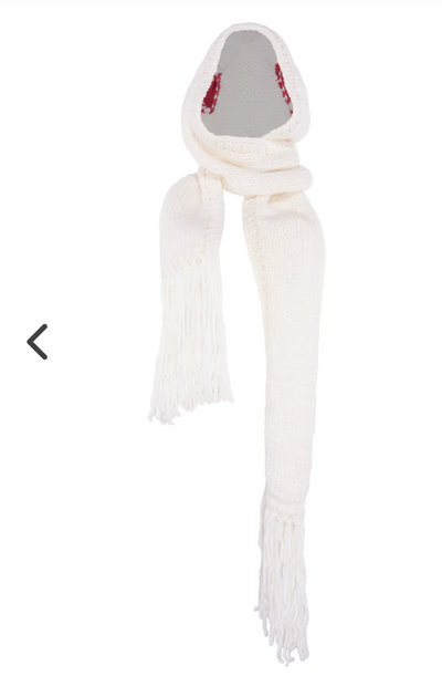 GOGO Wool Hooded Scarf - White/Red