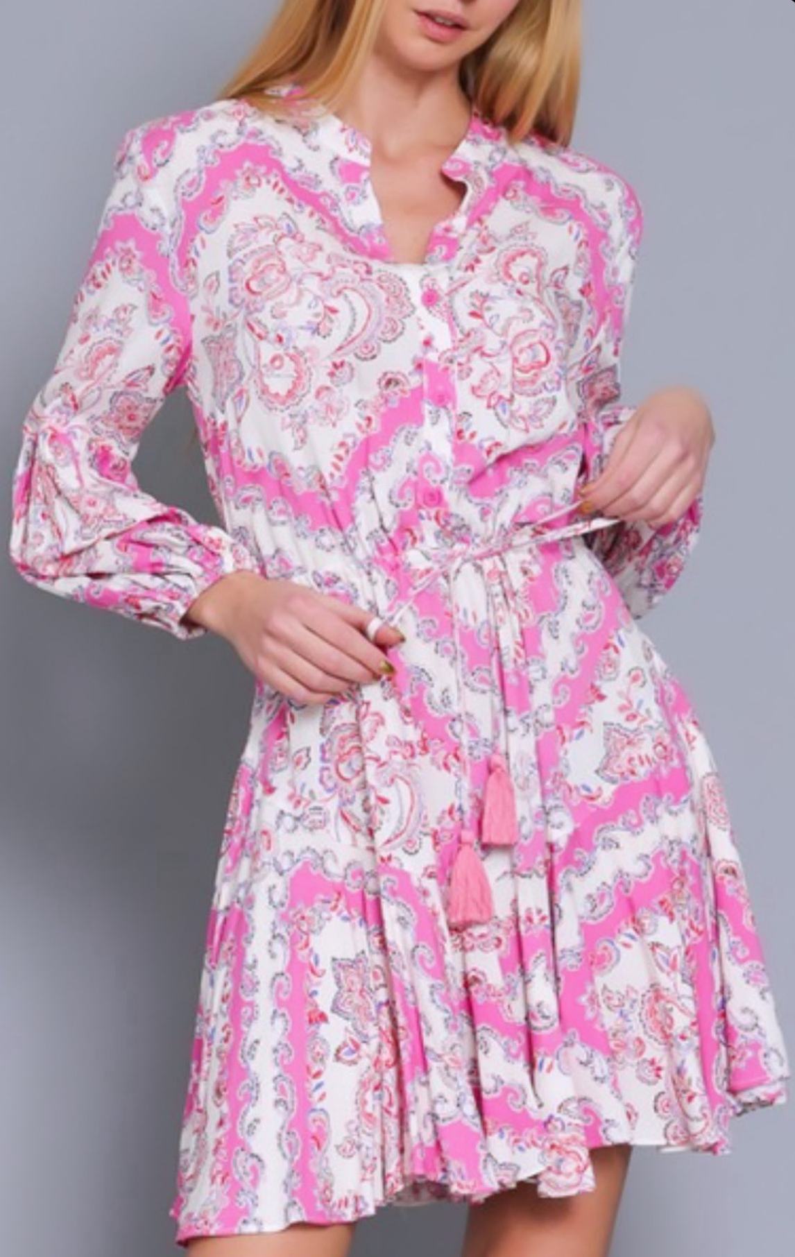 The Pink Door Pink Paisley Print Dress