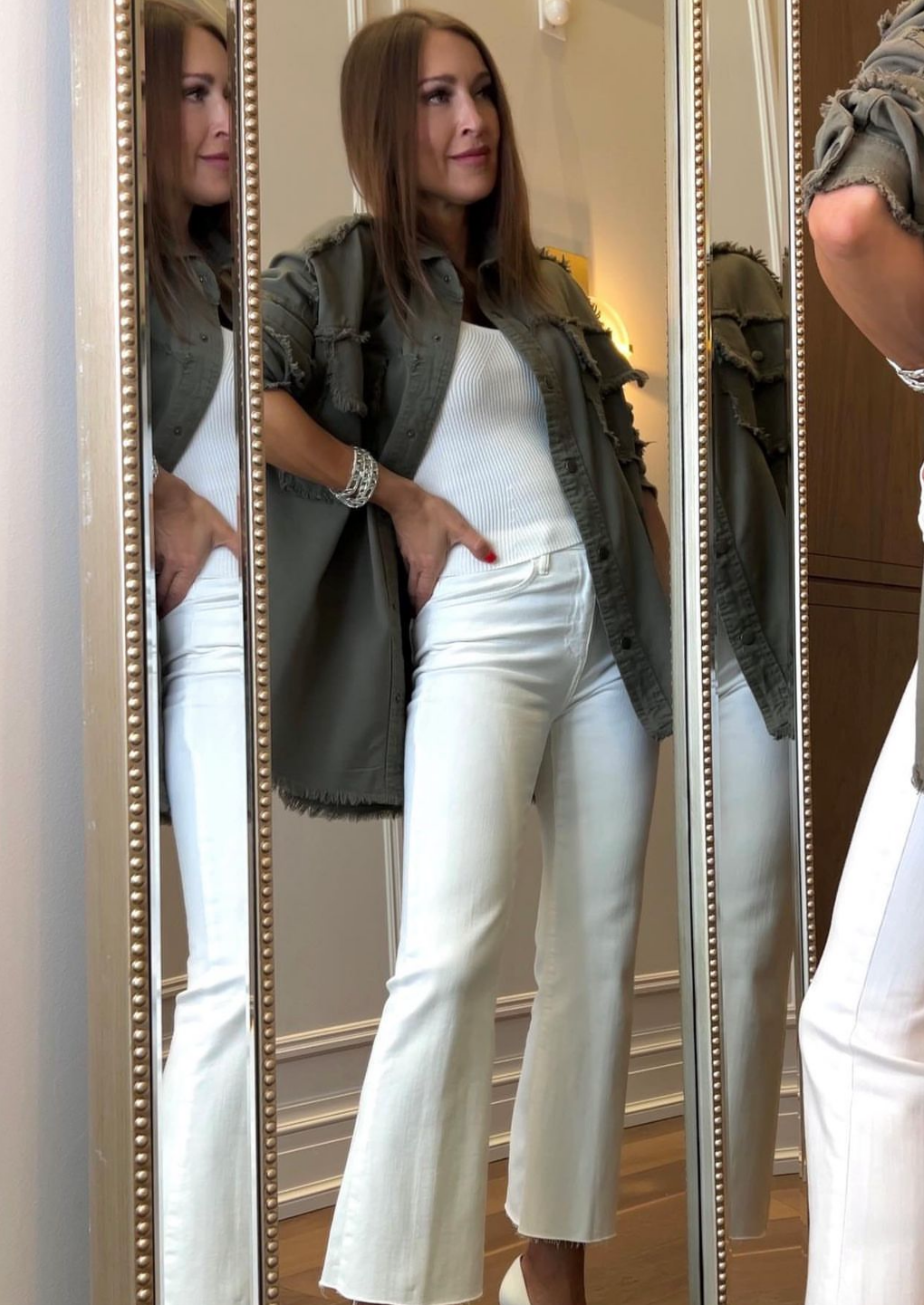 Elan Distressed “All You Need Is Love” Jacket - Olive
