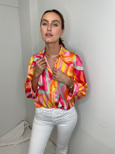 VENTI Retro Print Colourful Blouse
