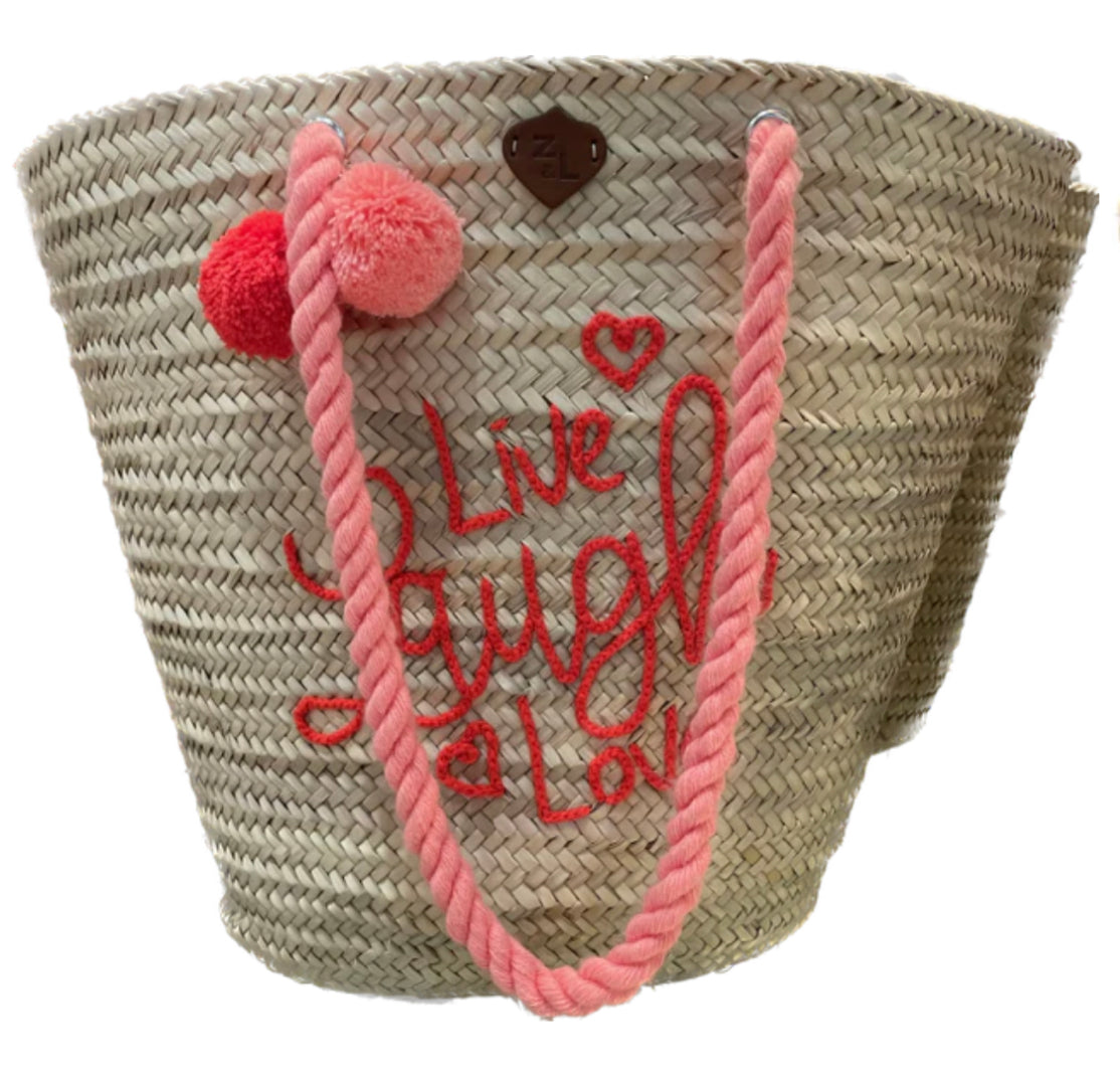 The Pink Door Pom Pom Straw Oversized Beach Bag