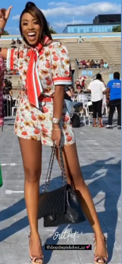 The Pink Door Blue & Orange Floral Top
