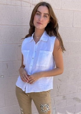 Meo Meli Sleeveless Padded Shirt - White