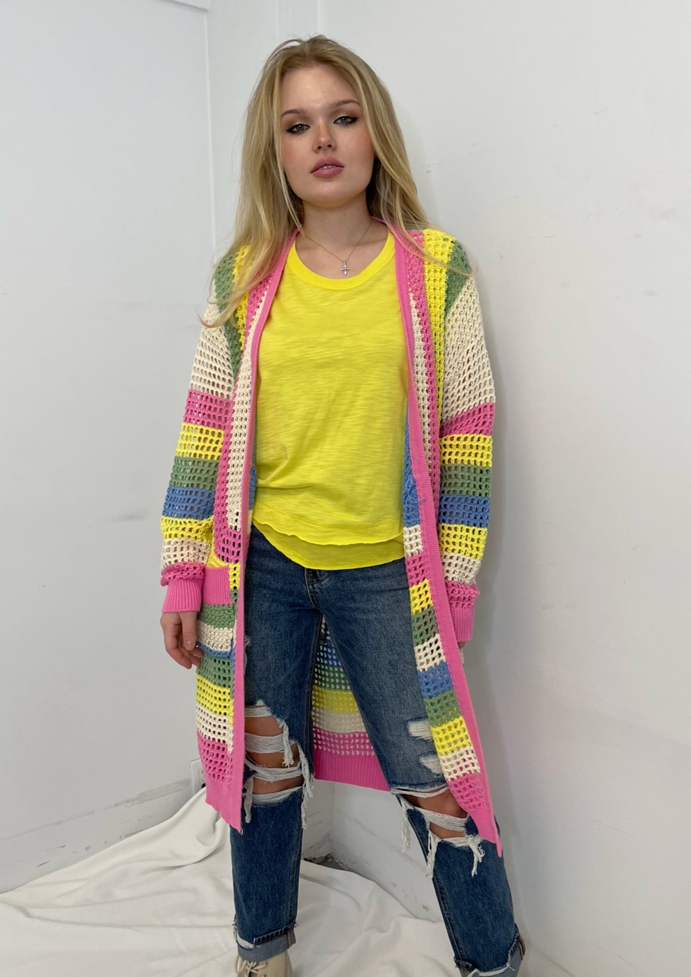 The Pink Door Crochet Multi Colour Cardi