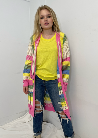 The Pink Door Crochet Multi Colour Cardi