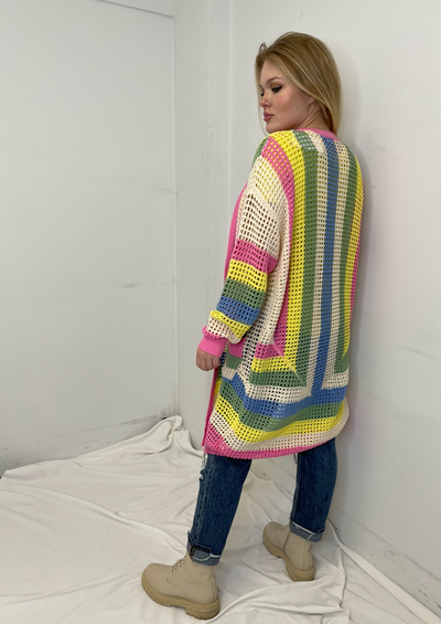 The Pink Door Crochet Multi Colour Cardi