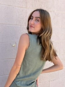 Meo Meli Gauze Tank Top - Olive