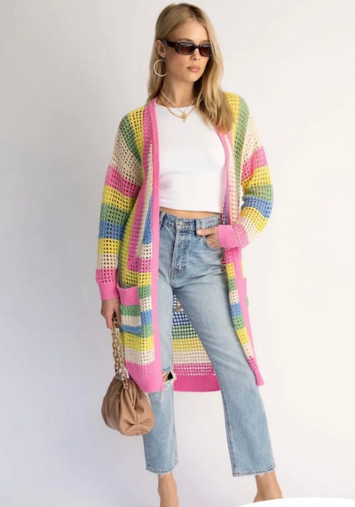 The Pink Door Crochet Multi Colour Cardi