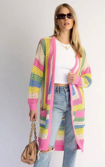 The Pink Door Crochet Multi Colour Cardi