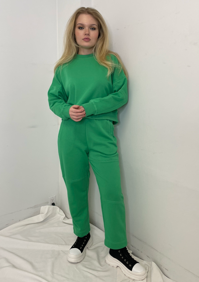 The Pink Door Cropped Sweatshirt - Emerald Green