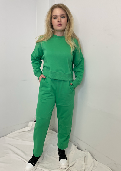 The Pink Door Cropped Sweatshirt - Emerald Green