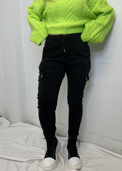 The Pink Door Cargo Joggers - Black