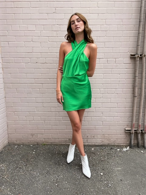 Renee Short Silky Skirt - Green