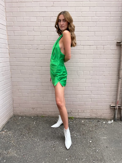 Renee Short Silky Skirt - Green