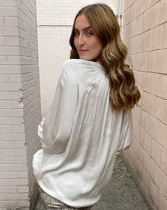 The Pink Door Beige Silky Boho Top