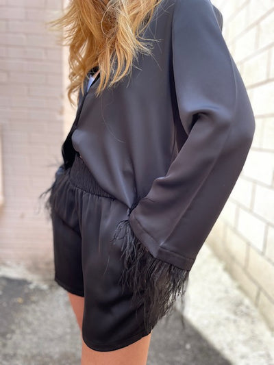 The Pink Door Silky Shorts - Black