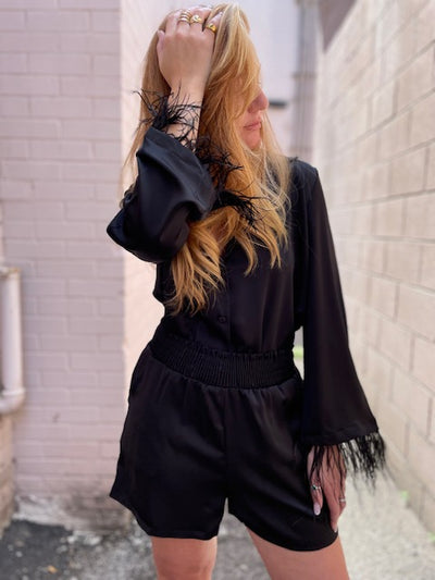 The Pink Door Silky Shorts - Black