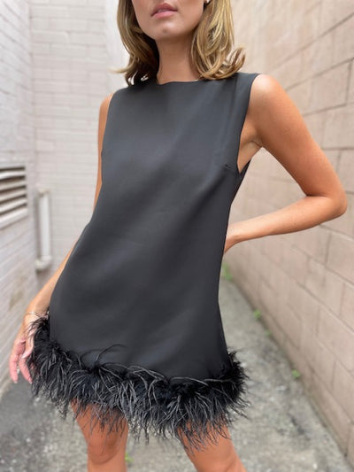 The Pink Door Black Feather Dress