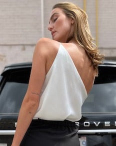 The Pink Door One Shoulder Camisole White