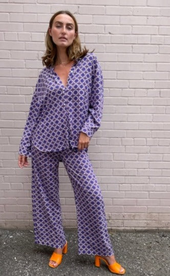 The Pink Door Deep Lavender Print Top & Bra